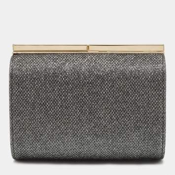 Pre Owned Jimmy Choo Grey Glitter Trinket Clutch