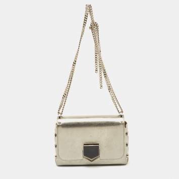 Pre Owned Jimmy Choo Silver Leather Lockett City Shoulder Bag