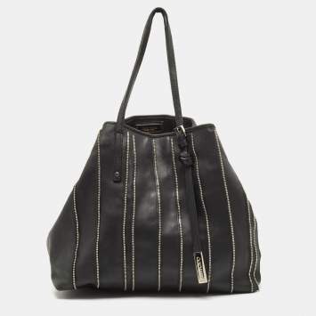 Pre Owned Jimmy Choo Black Leather Zip Details Tote