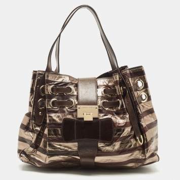 Pre Owned Jimmy Choo Dark Brown/Gold Eel Leather Ramona Hobo