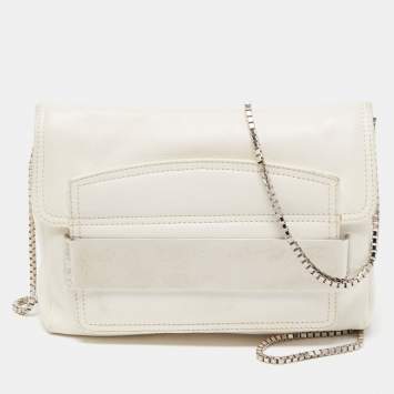 Pre Owned Jimmy Choo White Leather Carolina Crossbody Bag