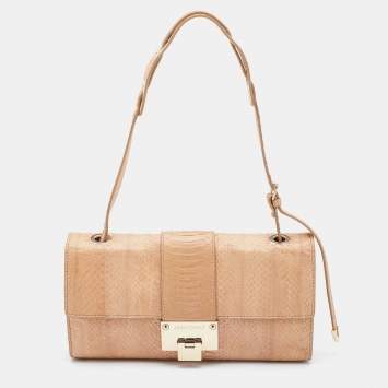 Pre Owned Jimmy Choo Beige Watersnake Leaather Rebel Shoulder Bag