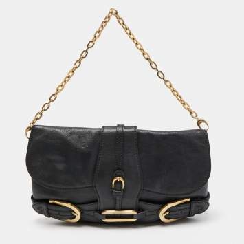 مملوكة مسبقًا Jimmy Choo Black Leather Troy Chain Shoulder Bag