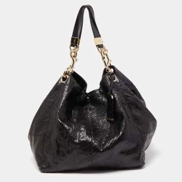Pre Owned Jimmy Choo Black Python Lohla Jayne Tote