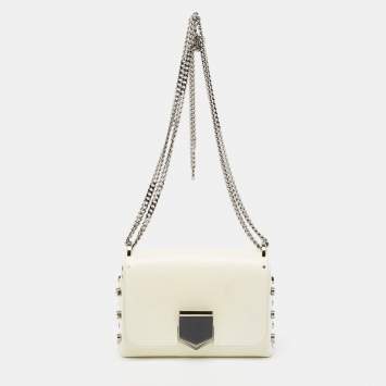 Pre Owned Jimmy Choo Off-White Leather Lockett City Shoulder Bag