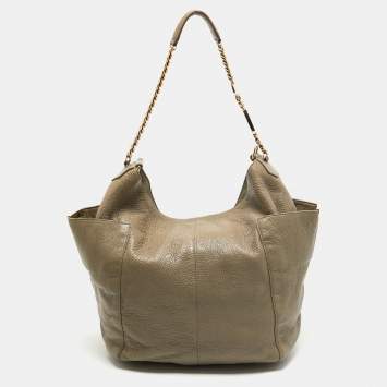 Pre Owned Jimmy Choo Grey Leather Anna Hobo 