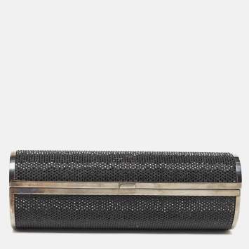 Pre Owned Jimmy Choo Black Crystal Metal Frame Clutch