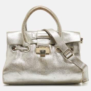 Pre Owned Jimmy Choo Gold Leather Rosalie Satchel