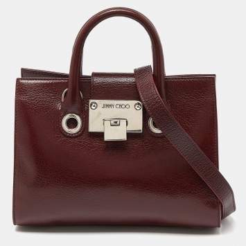 Pre Owned Jimmy Choo Red Leather Rosalie Tote