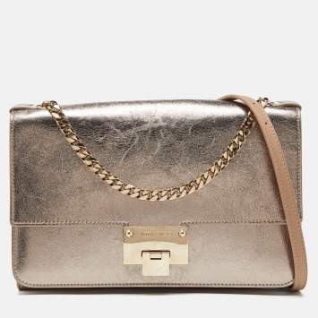 Pre Owned Jimmy Choo Metallic Gold Leather Rebel Shoulder Bag