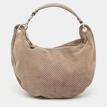 مملوكة مسبقًا Jimmy Choo Beige Suede Small Studded Sky Hobo