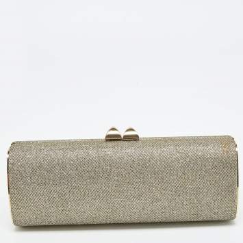 Pre Owned Jimmy Choo Gold/Silver Glitter Lurex Fabric Twill Tube Clutch