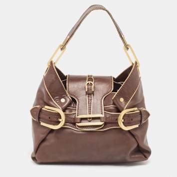 Pre Owned Jimmy Choo Brown/Gold Leather Tulita Shoulder Bag