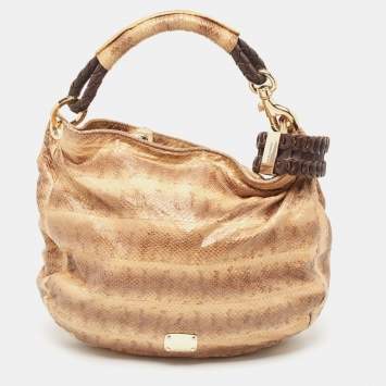 Pre Owned Jimmy Choo Cream Watersnake Leather Sky Bangle Hobo