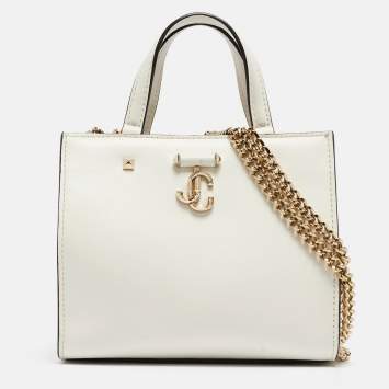 Pre Owned Jimmy Choo White Leather Varenne Tote 