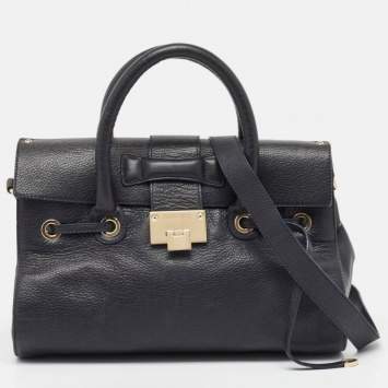 Pre Owned Jimmy Choo Midnight Blue Leather Rosalie Top Handle Bag