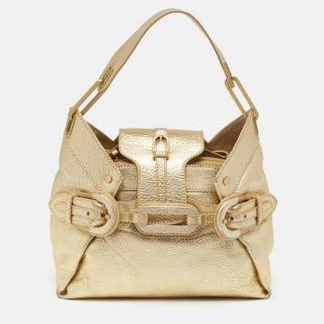Pre Owned Jimmy Choo Gold Leather Tulita Shoulder Bag