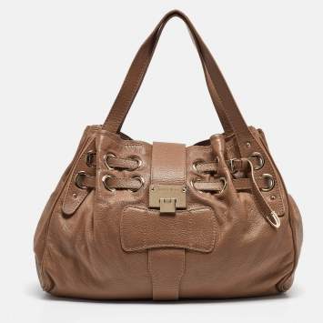 Pre Owned Jimmy Choo Brown Leather Ramona Shoulder Bag
