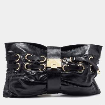 Pre Owned Jimmy Choo Black Leather Rio Clutch Bag