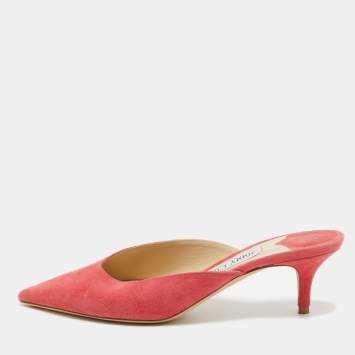 Pre Owned Jimmy Choo Pink Suede Rav Mules Size 38