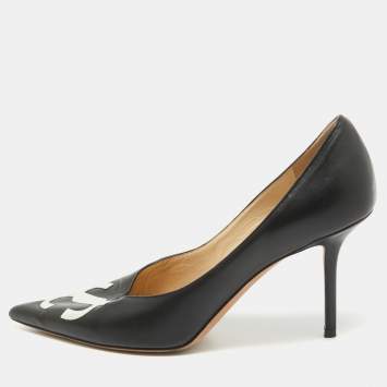 Pre Owned Jimmy Choo Black Leather JC Love Pumps Size 39.5