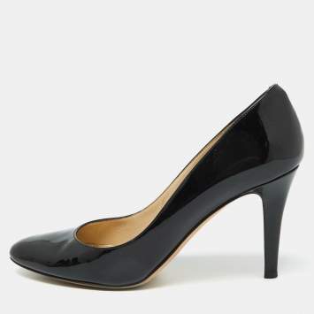 Pre Owned Jimmy Choo Black Patent Leather Bridget Round Toe Pumps Size 40