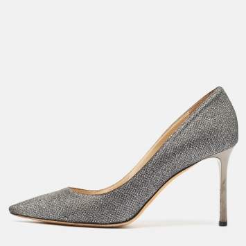مملوكة مسبقًا Jimmy Choo Silver Glitter Romy Pumps Size 39