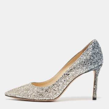 مملوكة مسبقًا Jimmy Choo Two Tone Coarse Glitter Romy Pumps Size 37
