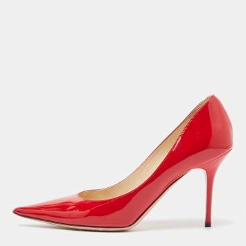 Pre Owned Jimmy Choo Red Patent Leather Love Pumps Size 37.5