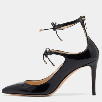 Pre Owned Jimmy Choo Black Patent  Leather Sage Pumps Size 36