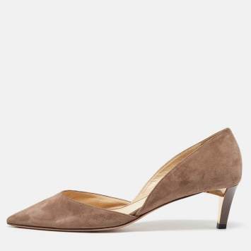 Pre Owned Jimmy Choo Grey Suede D'orsay Pointed Toe Pumps Size 38.5