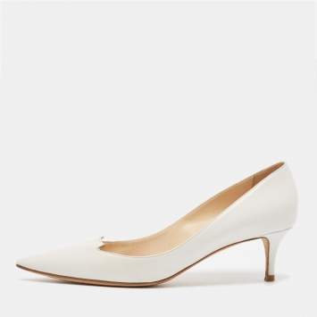 Pre Owned Jimmy Choo White Leather Pointed Toe Pumps Size 40