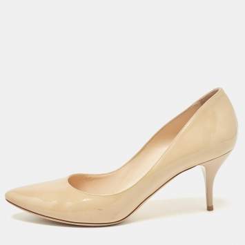 Pre Owned Jimmy Choo Beige Patent Leather Pumps Size 41