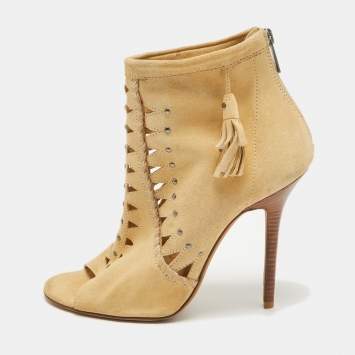 Pre Owned Jimmy Choo Brown Suede Ankle Length Boots Size 38