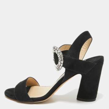 Pre Owned Jimmy Choo Black Suede Mischa Sandals Size 38
