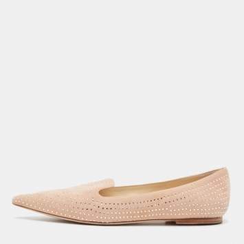 Pre Owned Jimmy Choo Pink Suede Calix Ballet Flats Size 38