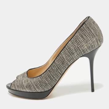 Pre Owned Jimmy Choo Two Tone Canvas Luna Pumps Size 38