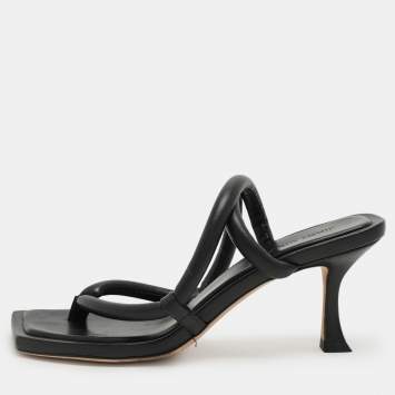 Pre Owned Jimmy Choo Black Leather Sandals Size 35.5