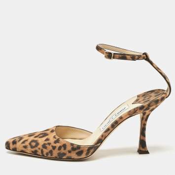 Pre Owned Jimmy Choo Brown/Beige Nubuck Leather Pumps Size 37.5