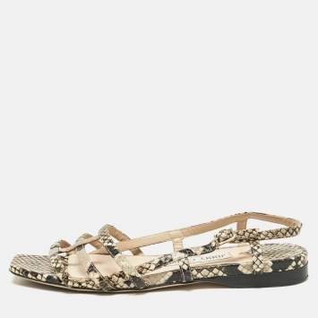 Pre Owned Jimmy Choo Multicolor Python Embossed Leather Slingback Sandals Size 36