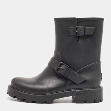 Pre Owned Jimmy Choo Black Rubber Rain Boots Size 40