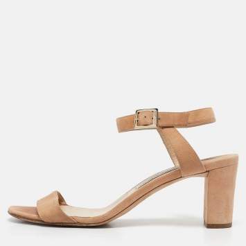 Pre Owned Jimmy Choo Beige Suede Ankle Strap Sandals Size 41