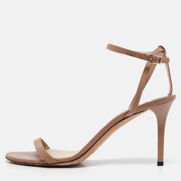 Pre Owned Jimmy Choo Beige Leather Minny Ankle Strap Sandals Size 40