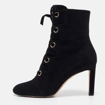 Pre Owned Jimmy Choo Black Suede Blayre 85 Ankle Length Boots 37