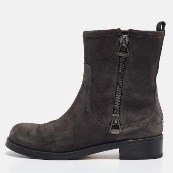 Pre Owned Jimmy Choo Grey Suede Ankle Length Boots Size 35.5