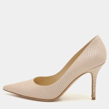 Pre Owned Jimmy Choo Beige Embossed Python Leather Romy Pumps Size 36
