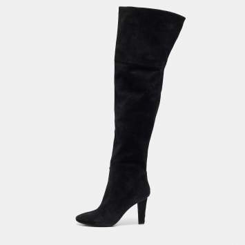 Pre Owned Jimmy Choo Black Suede Knee Length Boots Size 39.5