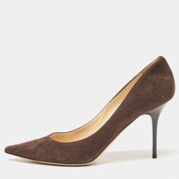 Pre Owned Jimmy Choo Brown Suede Love Pointed Toe Pumps Size 40.5