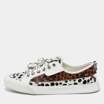 Pre Owned Jimmy Choo Multicolor Animal Print Calf Hair and Leather Impala Sneakers Size 40