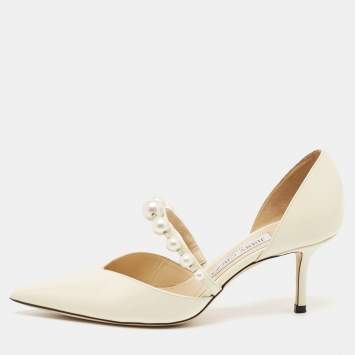 مملوكة مسبقًا Jimmy Choo Cream Patent Leather Aurelie Pumps Size 36